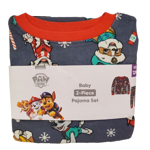 Paw Patrol Christmas Pajamas 12 Months Christmas Pjs Marshall Chase Rubble - Picture 2 of 9